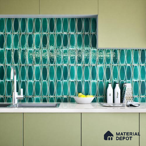 Faux Subway Wall Tile TL 05379 C Miraq Chester Jade Green 2 ft x 1 ft Ceramic Glossy Finish - 8 mm | Suitable For Kitchen, Bathroom Walls and Backsplashes | Please Expect a Slight Variation of Pattern