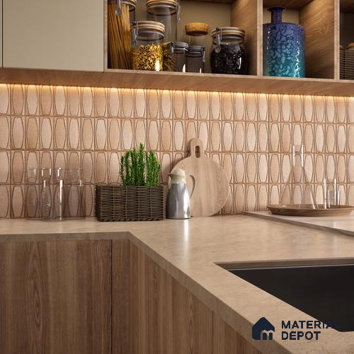 Faux Subway Wall Tile TL 05379 D Miraq Chester Walnut 2 ft x 1 ft Ceramic Matte Finish - 8 mm | Suitable For Kitchen, Bathroom Walls and Backsplashes | Please Expect a Slight Variation of Pattern