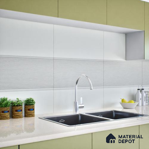 Faux Subway Wall Tile TL 05383 B Miraq Liner Arctic White 2 ft x 1 ft Ceramic Matte Finish - 8 mm | Suitable For Kitchen, Bathroom Walls and Backsplashes | Please Expect a Slight Variation of Pattern