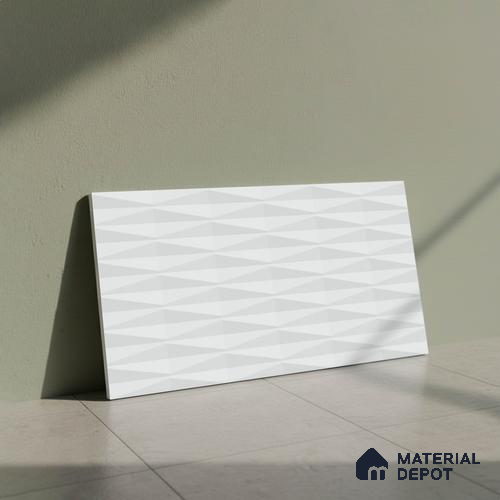 Faux Subway Wall Tile TL 05383 Miraq Diamond Arctic White 2 ft x 1 ft Ceramic Matte Finish - 8 mm | Suitable For Kitchen, Bathroom Walls and Backsplashes | Please Expect a Slight Variation of Pattern
