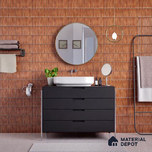 Faux Subway Wall Tile TL 05376 B Miraq Kitkat Terracotta 2 ft x 1 ft Ceramic Glossy Finish - 8 mm | Suitable For Kitchen, Bathroom Walls and Backsplashes | Image 8