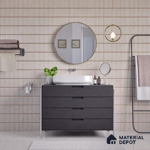 Faux Subway Wall Tile TL 05376 Miraq Kitkat Ice White 2 ft x 1 ft Ceramic Glossy Finish - 8 mm | Suitable For Kitchen, Bathroom Walls and Backsplashes | Please Expect a Slight Variation of Pattern