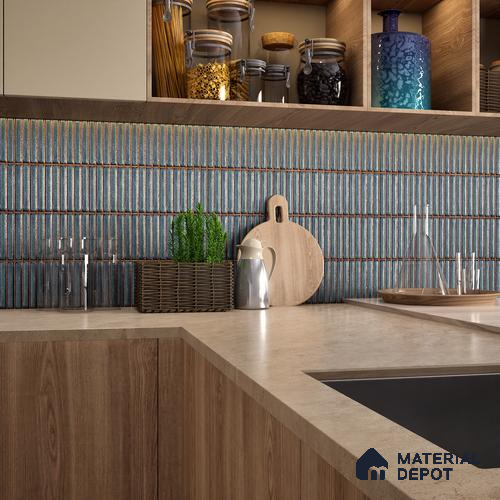 Faux Subway Wall Tile TL 05376 J Miraq Kitkat Cobalt Blue 2 ft x 1 ft Ceramic Glossy Finish - 8 mm | Suitable For Kitchen, Bathroom Walls and Backsplashes | Please Expect a Slight Variation of Pattern