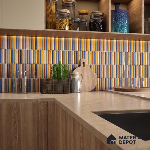 Faux Subway Wall Tile TL 05376 L Miraq KitKat Fusion 2 ft x 1 ft Ceramic Matte Finish - 8 mm | Suitable For Kitchen, Bathroom Walls and Backsplashes | Please Expect a Slight Variation of Pattern