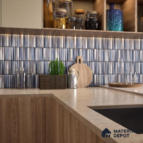 Faux Subway Wall Tile TL 05376 M Miraq Kitkat Mistique 2 ft x 1 ft Ceramic Glossy Finish - 8 mm | Suitable For Kitchen, Bathroom Walls and Backsplashes | Please Expect a Slight Variation of Pattern