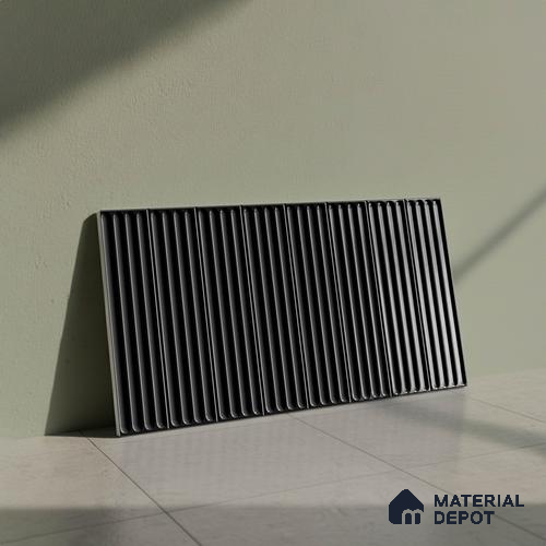 Faux Subway Wall Tile TL 05377 I Miraq Black Ripple 2 ft x 1 ft Ceramic Glossy Finish - 8 mm | Suitable For Kitchen, Bathroom Walls and Backsplashes | Please Expect a Slight Variation of Pattern