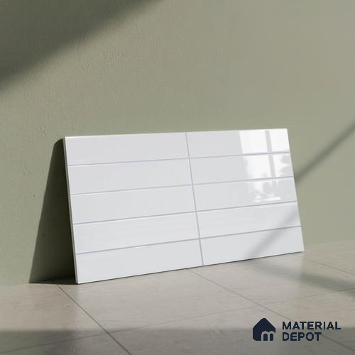 Faux Subway Wall Tile TL 05384 Miraq Snow White 2 ft x 1 ft Ceramic Glossy Finish - 8 mm | Suitable For Kitchen, Bathroom Walls and Backsplashes | Please Expect a Slight Variation of Pattern