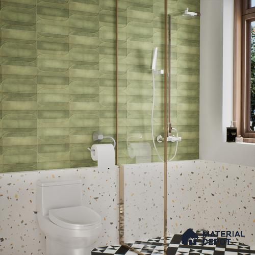 Faux Subway Wall Tile TL 05295 C Splendore Golden Arch Olive 2 ft x 1 ft Ceramic Matte Finish - 9 mm | Suitable for Bathroom, Balcony, Kitchen Walls & Backsplashes | Please Expect a Slight Variation of Pattern