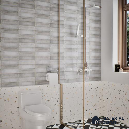 Faux Subway Wall Tile TL 05295 D Splendore Golden Arch Shadow 2 ft x 1 ft Ceramic Matte Finish - 9 mm | Suitable for Bathroom, Balcony, Kitchen Walls & Backsplashes | Please Expect a Slight Variation of Pattern