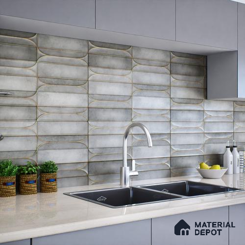 Faux Subway Wall Tile TL 05295 D Splendore Golden Arch Shadow 2 ft x 1 ft Ceramic Matte Finish - 9 mm | Suitable for Bathroom, Balcony, Kitchen Walls & Backsplashes | Please Expect a Slight Variation of Pattern