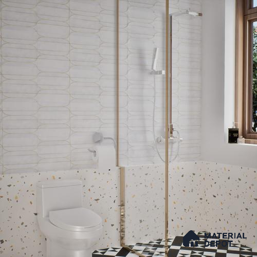 Faux Subway Wall Tile TL 05295 E Splendore Golden Arch Frost 2 ft x 1 ft Ceramic Matte Finish - 9 mm | Suitable for Bathroom, Balcony, Kitchen Walls & Backsplashes | Please Expect a Slight Variation of Pattern