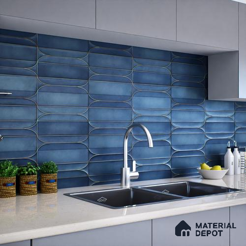 Faux Subway Wall Tile TL 05295 F Splendore Golden Arch Azulite 2 ft x 1 ft Ceramic Matte Finish - 9 mm | Suitable for Bathroom, Balcony, Kitchen Walls & Backsplashes | Please Expect a Slight Variation of Pattern