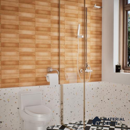 Faux Subway Wall Tile TL 05295 G Splendore Golden Arch Bruno 2 ft x 1 ft Ceramic Matte Finish - 9 mm | Suitable for Bathroom, Balcony, Kitchen Walls & Backsplashes | Please Expect a Slight Variation of Pattern