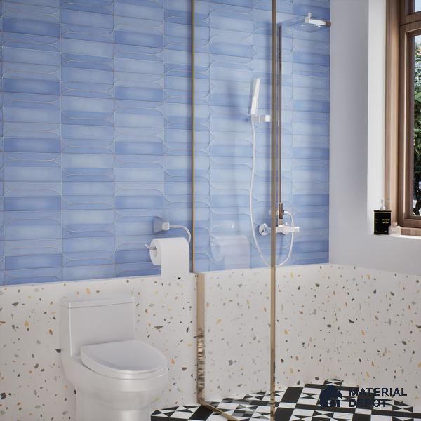 Faux Subway Wall Tile TL 05295 H Splendore Golden Arch Ocean 2 ft x 1 ft Ceramic Matte Finish - 9 mm | Suitable for Bathroom, Balcony, Kitchen Walls & Backsplashes | Please Expect a Slight Variation of Pattern