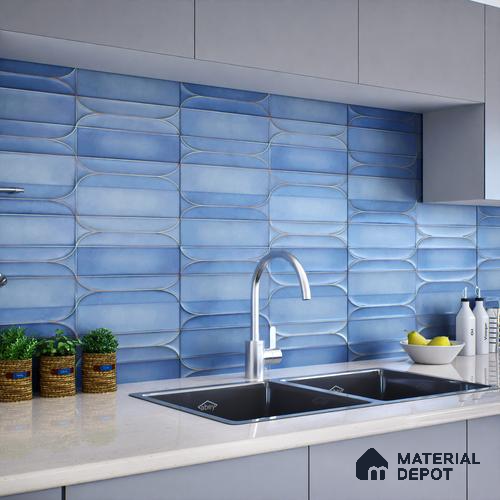 Faux Subway Wall Tile TL 05295 H Splendore Golden Arch Ocean 2 ft x 1 ft Ceramic Matte Finish - 9 mm | Suitable for Bathroom, Balcony, Kitchen Walls & Backsplashes | Please Expect a Slight Variation of Pattern