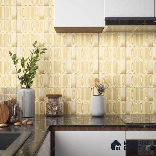 Faux Subway Wall Tile TL 04394 B Fenix Beige 1 ft x 1 ft Matte Finish Ceramic Tile - 9 mm | Suitable For Kitchen, Bathroom, Dining Area | Please Expect a Slight Variation of Pattern