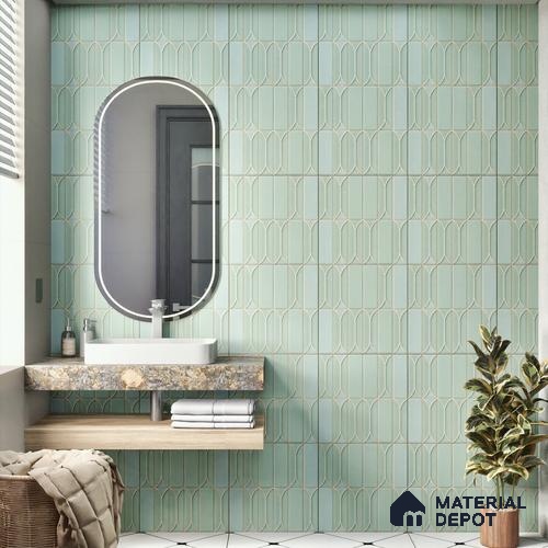 Faux Subway Wall Tile TL 04394 C Fenix Green 1 ft x 1 ft Matte Finish Ceramic Tile - 9 mm | Suitable For Kitchen, Bathroom, Dining Area | Please Expect a Slight Variation of Pattern