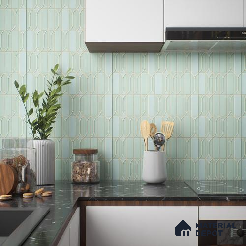 Faux Subway Wall Tile TL 04394 C Fenix Green 1 ft x 1 ft Matte Finish Ceramic Tile - 9 mm | Suitable For Kitchen, Bathroom, Dining Area | Please Expect a Slight Variation of Pattern