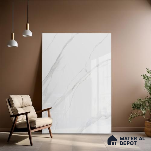 Large Format Marble Floor & Wall Tile TL 01479 A Satvario Nexa 6 ft x 4 ft Glossy Finish Vitrified Tile - 9 mm | Suitable For Living Room, Bedroom, Office | Adhesive and Spacers Must be Used During Installation