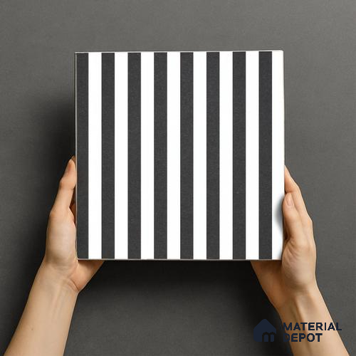 Moroccan Floor & Wall Tile TL 07648 Urban Stripe 1 ft x 1 ft Matte Finish Vitrified Tile - 9 mm | Suitable For Bathroom, Kitchen, Living Area | Image 2