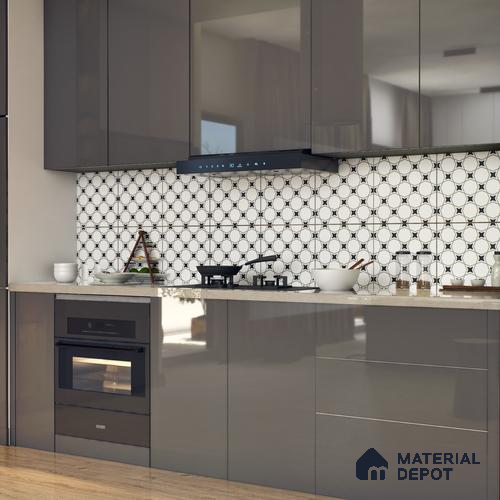 Moroccan Floor & Wall Tile TL 07629 Star Lattice 1 ft x 1 ft Matte Finish Vitrified Tile - 9 mm | Suitable For Bathroom, Kitchen, Living Area | Please Expect a Slight Variation of Pattern