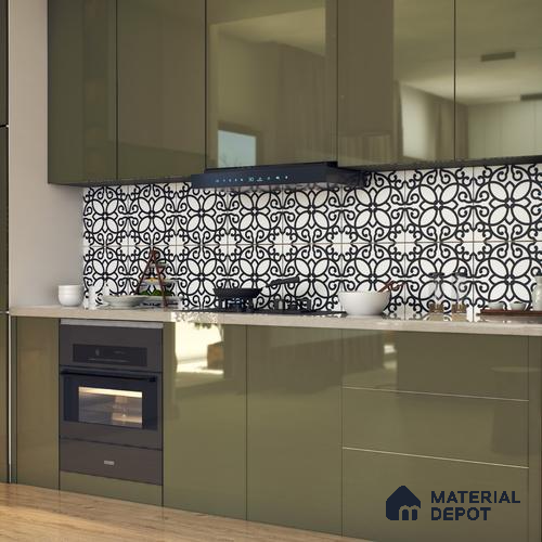 Moroccan Floor & Wall Tile TL 07635 Floral Medley 1 ft x 1 ft Matte Finish Vitrified Tile - 9 mm | Suitable For Bathroom, Kitchen, Living Area | Please Expect a Slight Variation of Pattern
