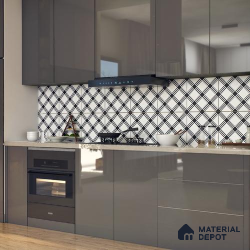 Moroccan Floor & Wall Tile TL 07628 Mono Matrix 1 ft x 1 ft Matte Finish Vitrified Tile - 9 mm | Suitable For Bathroom, Kitchen, Living Area | Please Expect a Slight Variation of Pattern