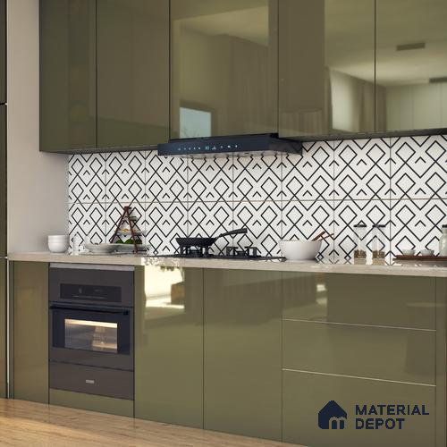 Moroccan Floor & Wall Tile TL 07631 Diamond Grid 1 ft x 1 ft Matte Finish Vitrified Tile - 9 mm | Suitable For Bathroom, Kitchen, Living Area | Please Expect a Slight Variation of Pattern