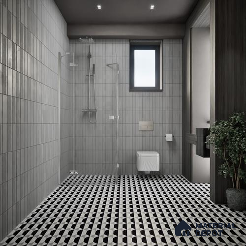 Moroccan Floor & Wall Tile TL 07630 Prism Noir 1 ft x 1 ft Matte Finish Vitrified Tile - 9 mm | Suitable For Bathroom, Kitchen, Living Area | Please Expect a Slight Variation of Pattern