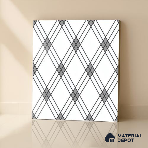 Moroccan Floor & Wall Tile TL 07652 Linear Cross 1 ft x 1 ft Matte Finish Vitrified Tile - 9 mm | Suitable For Bathroom, Kitchen, Living Area | Please Expect a Slight Variation of Pattern
