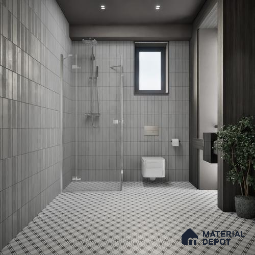 Moroccan Floor & Wall Tile TL 07652 Linear Cross 1 ft x 1 ft Matte Finish Vitrified Tile - 9 mm | Suitable For Bathroom, Kitchen, Living Area | Please Expect a Slight Variation of Pattern
