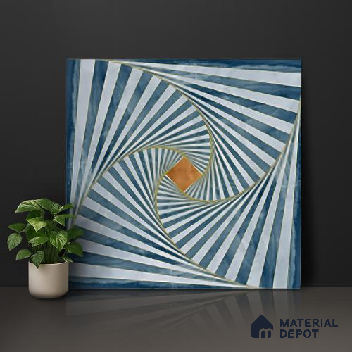 Moroccan Floor & Wall Tile TL 07527 Lustra Hypnosis Aqua 2 ft x 2 ft Vitrified Carving Matte Finish - 9 mm | Suitable for Living Room, Bedroom, Bathroom