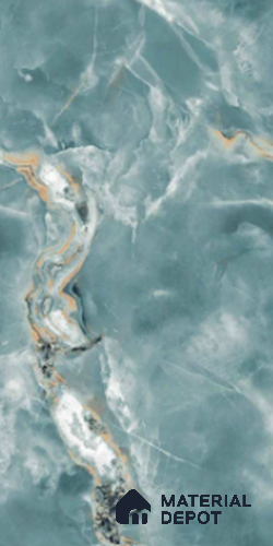 Marble Floor & Wall Tile TL 11015 Ozone Aqua 4 ft x 2 ft Glossy Finish Vitrified Tile - 9 mm | Suitable For living Room, Bedroom, Bathroom