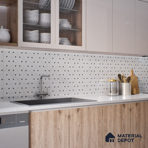 Moroccan Look Floor & Wall Tile TL 06156 Canis 2 ft x 2 ft Sinker Finish Vitrified Tile - 9 mm | Suitable For Living Room, Dining, Bathroom & Kitchen | Please Expect a Slight Variation of Pattern