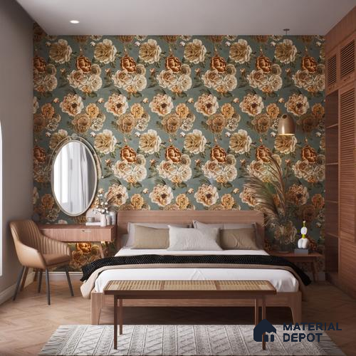 Floral Wall Tile TL 06306 C Florelle Rustic Petal 4 ft x 2 ft Vitrified Lustera Effect Feather Feel Matte Finish - 9 mm | Suitable for Living Room, Bedroom & Bathroom