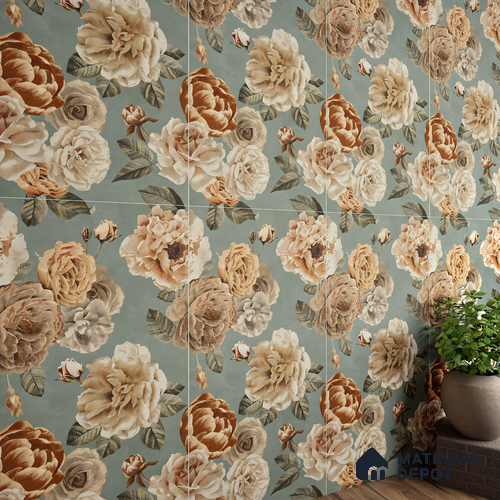 Floral Wall Tile TL 06306 C Florelle Rustic Petal 4 ft x 2 ft Vitrified Lustera Effect Feather Feel Matte Finish - 9 mm | Suitable for Living Room, Bedroom & Bathroom