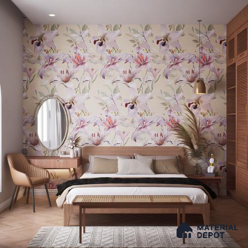 Floral Wall Tile TL 06306 Florelle Lily Grace 4 ft x 2 ft Vitrified Lustera Effect Feather Feel Matte Finish - 9 mm | Suitable for Living Room, Bedroom & Bathroom