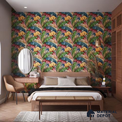 Tropical Wall Tile TL 06306 G Florelle Tropical Verdant 4 ft x 2 ft Vitrified Lustera Effect Feather Feel Matte Finish - 9 mm | Suitable for Living Room, Bedroom & Bathroom