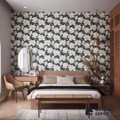 Floral Wall Tile TL 06306 H Florelle Bloom Magnolia 4 ft x 2 ft Vitrified Lustera Effect Feather Feel Matte Finish - 9 mm | Suitable for Living Room, Bedroom & Bathroom
