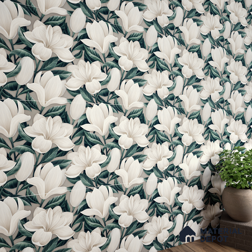 Floral Wall Tile TL 06306 H Florelle Bloom Magnolia 4 ft x 2 ft Vitrified Lustera Effect Feather Feel Matte Finish - 9 mm | Suitable for Living Room, Bedroom & Bathroom