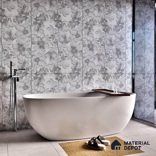 Floral Wall Tile TL 06218 Fragrant Aqua Luminance 4 ft x 2 ft Vitrified Matte Finish - 9 mm | Suitable for Living Room, Bedroom, Bathroom & Kitchen