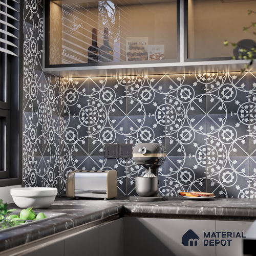 Patterned Wall Tile TL 05899 C Infinity 197 mm x 197 mm Vitrified - 9 mm | Handcrafted | Suitable For Living Room, Bedroom, Kitchen | Please Expect a Slight Variation of Pattern