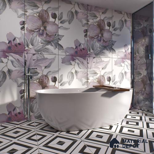 Floral Wall Highlighter Tile TL 05742 Jewel Bramble Beauty 4 ft x 2 ft Vitrified Matte Finish - 9 mm | Suitable for Living Room, Bedroom, Bathroom & Foyer