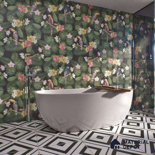 Tropical Wall Highlighter Tile TL 05745 Jewel Tropical Canopy 4 ft x 2 ft Vitrified Matte Finish - 9 mm | Suitable for Living Room, Bedroom, Bathroom & Foyer