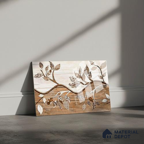 TL 01909 A Flowery Brown Highlighter 1 18 x 12 inch Glossy Finish Ceramic Wall Tile - 6 mm