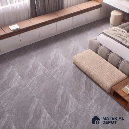 Marble Floor & Wall Tile | TL 00680 Foggy Grey 4 ft x 2 ft Matte Finish Full Body Vitrified Tile - 9 mm | Suitable For Living Room, Bedroom, Dining Area