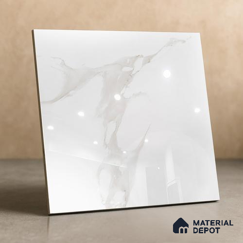 TL 02933 Frosty White 2 ft x 2 ft Glossy Finish Vitrified Floor & Wall Tile - 9.5 mm