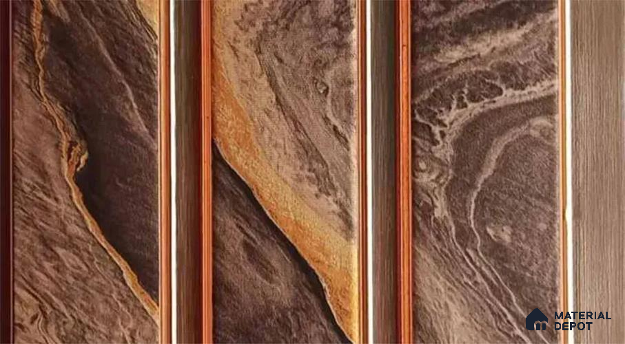 PN 07455 Marble Look Louver 8 ft x 0.4 ft Texture Finish  - 10 mm | Suitable for Feature Wall, TV Unit & Living Room