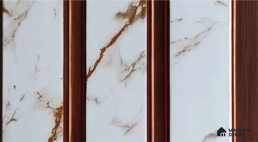 PN 07459 Marble Look Louver 8 ft x 0.4 ft Texture Finish  - 10 mm | Suitable for Feature Wall, TV Unit & Living Room