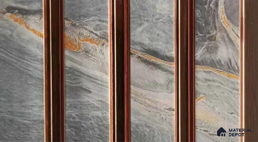 PN 07518 Marble Look Louver 9.5 ft x 0.4 ft Texture Finish  - 10 mm | Suitable for Feature Wall, TV Unit & Living Room